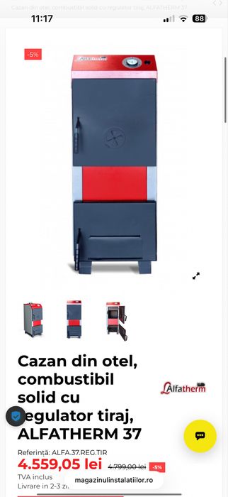 Vand centrala pe lemne si carbuni