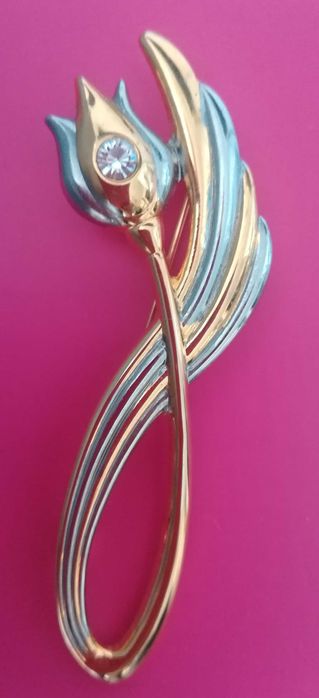 Брошка цвете за ревер или шал с цирконий