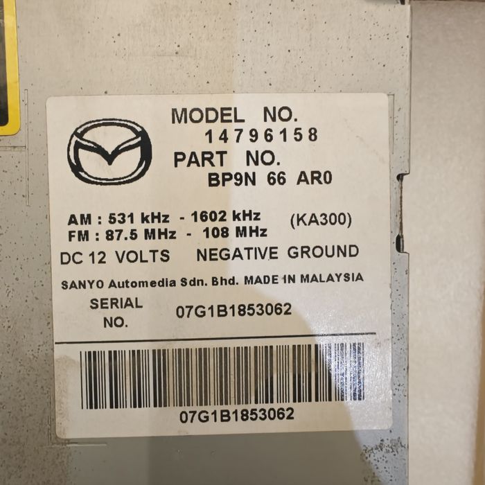 Головное устройство гу магнитофон магнитола для mazda 3 2007 года