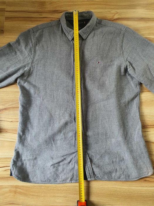 Tommy Hilfiger риза XL Regular Fit 100% памук сива, плътна материя