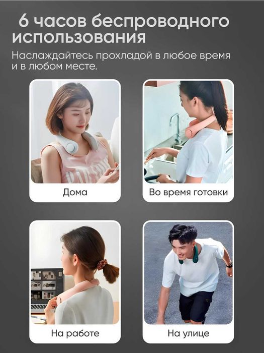 Вентилятор на шею, мини-вентилятор USB беспроводной, портативный