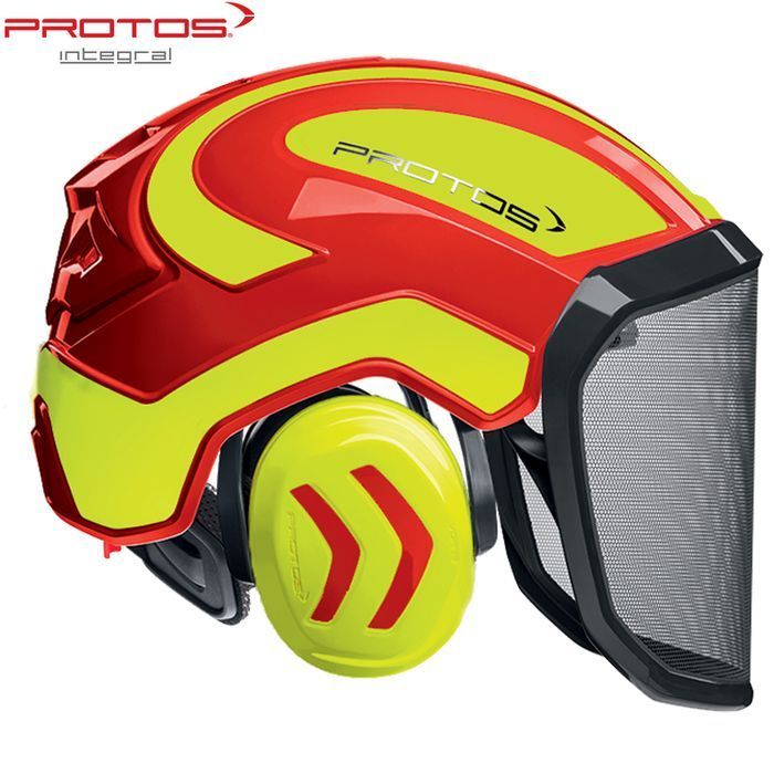 cască forest protos roșu/galben neon