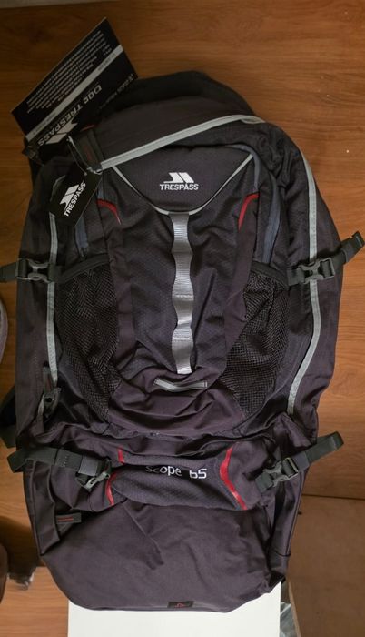 Rucsac modular Trespass Scope pentru drumetie, Negru, 65L + 10L,  nou