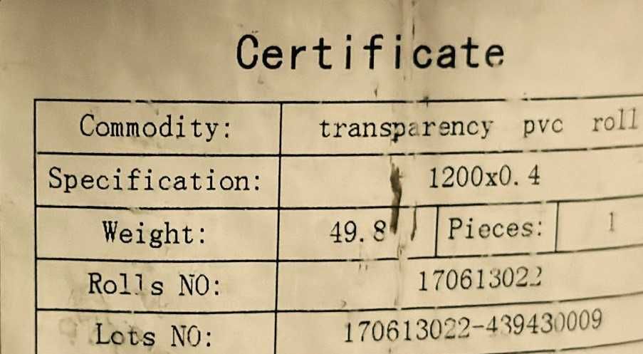 PVC Фолио - прозрачно 0.4mm x 1200mm на ролки