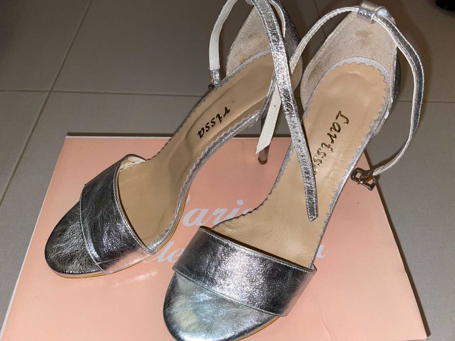Sandale argintii piele naturala, marimea 38