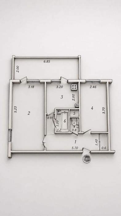 2-комнатная,  на Куйлюк 5, 2/4/5, 60м2, без ремонта 
2 хонали квар