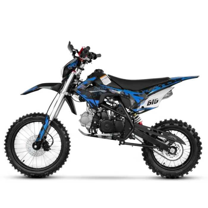Motocicleta Cross/Enduro copii 4T XTR 616, 125cc, roti 17/14, pornire electric + pedala, culoare verde; rosu; albastru