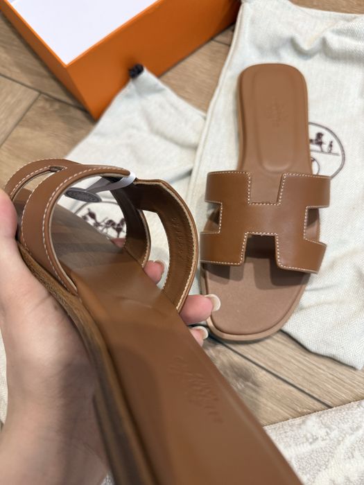 Тапочки Hermes натуральная кожа