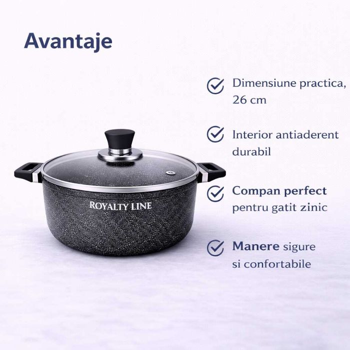 Oala din aluminiu turnat cu capac 26 cm Royalty Line