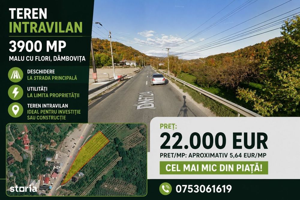 Teren Intravilan 3.900 Mp ~ Capu Coastei - Malu Cu Flori, Dambovita