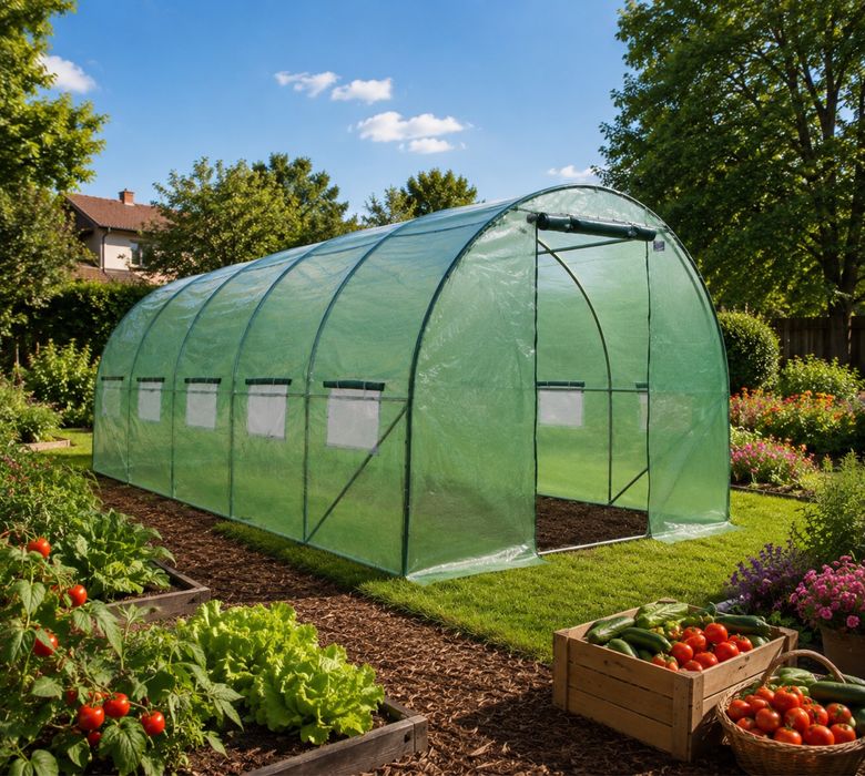 Seră tunel verde 8x3x2 m pentru legume