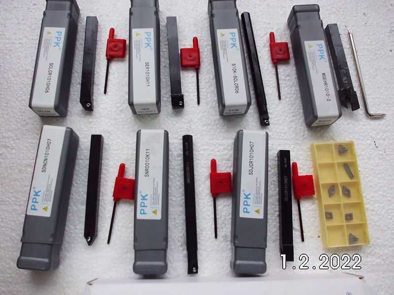 Комплект 7 Стругарски ножове, борщанги и карбидни пластини, 10х10мм