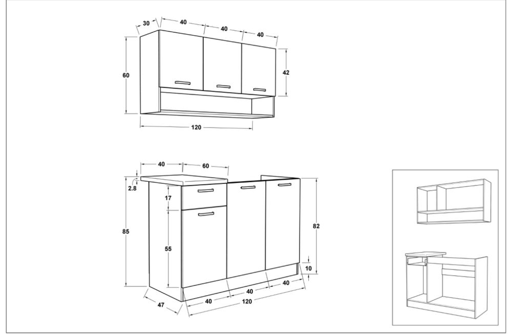 Компактна кухня (120 см) – отлично състояние