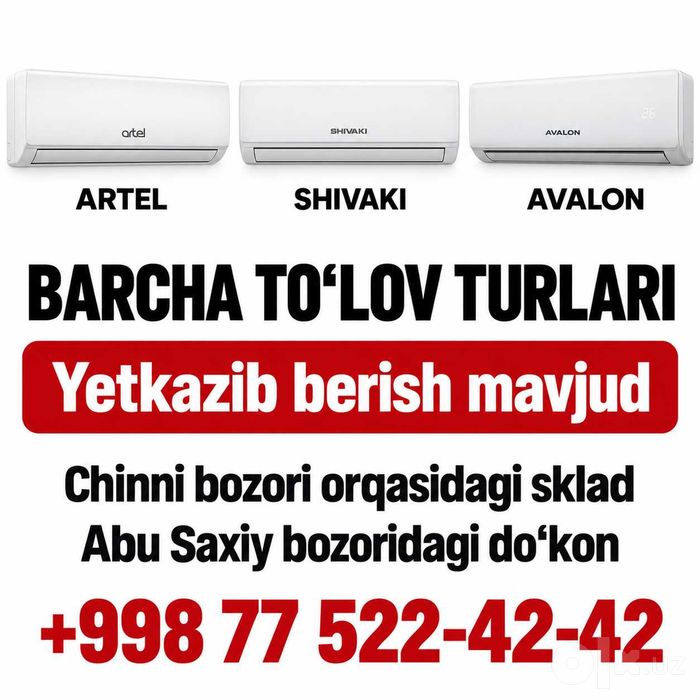 Konditsionerlar Artel, Shivaki, Avalon — kafolat bilan