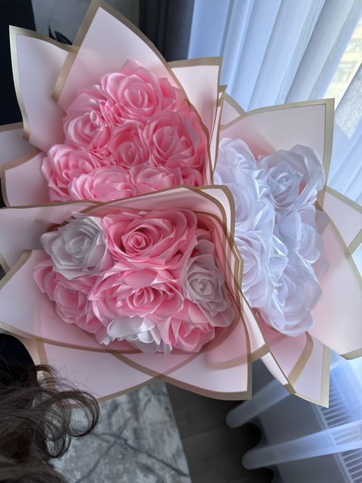 Букеты из атластных лент