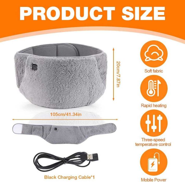 Centura electrica cu incalzire USB 3 trepte de temperatura 109x20x5cm