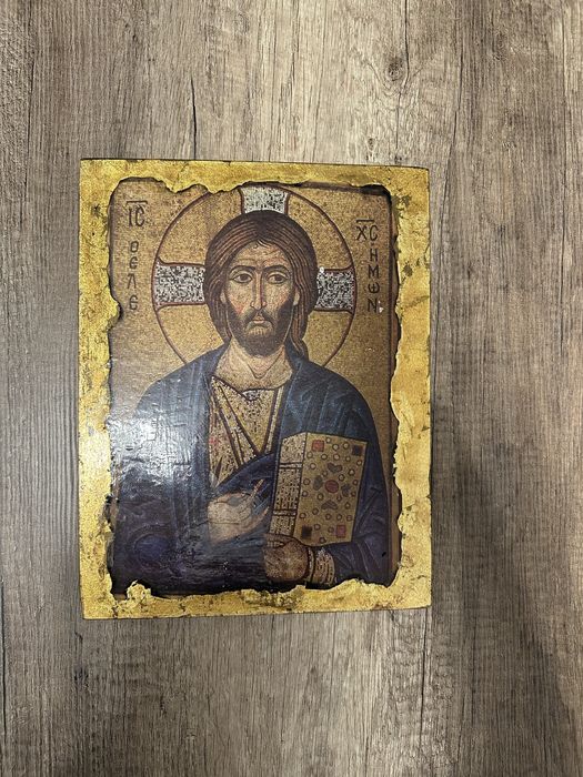 Icoană Iisus Hristos Pantocrator (Milostivul) – Reproducere bizantină pe lemn, 30x25 cm