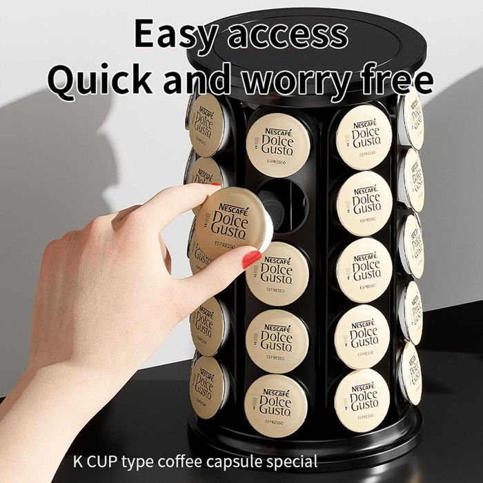 Въртяща стойка за капсули кафе до 40 броя метална черна за Dolce Gusto