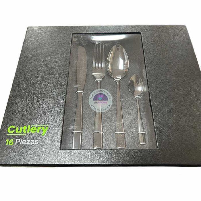 Комплект прибори за 4 души от инокс – 16 части, черен