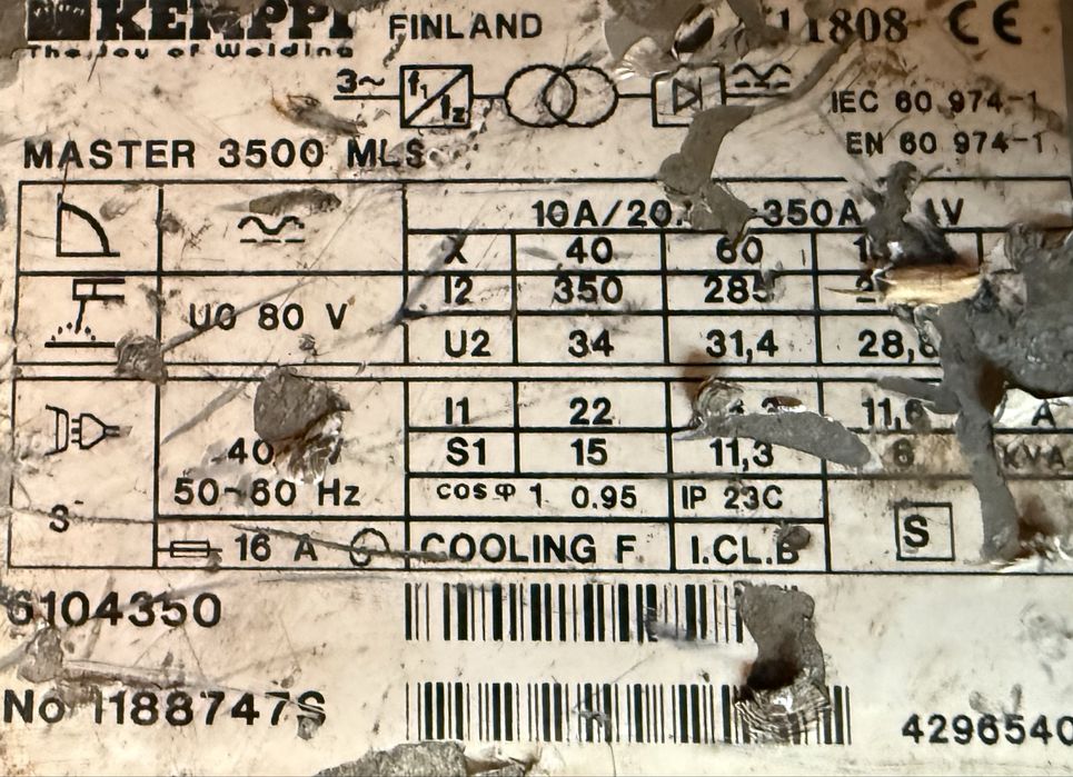 Aparat de sudura Kemppi Master 3500 MLS electrod MMA / TIG DC / 380v