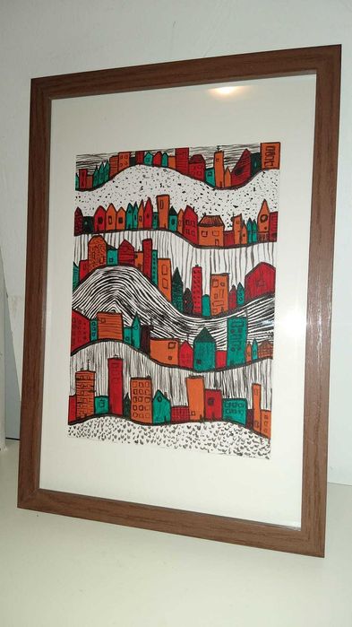 Tabloul pictat manual acrilic "The Grace of the Tropical Sunset38x45cm