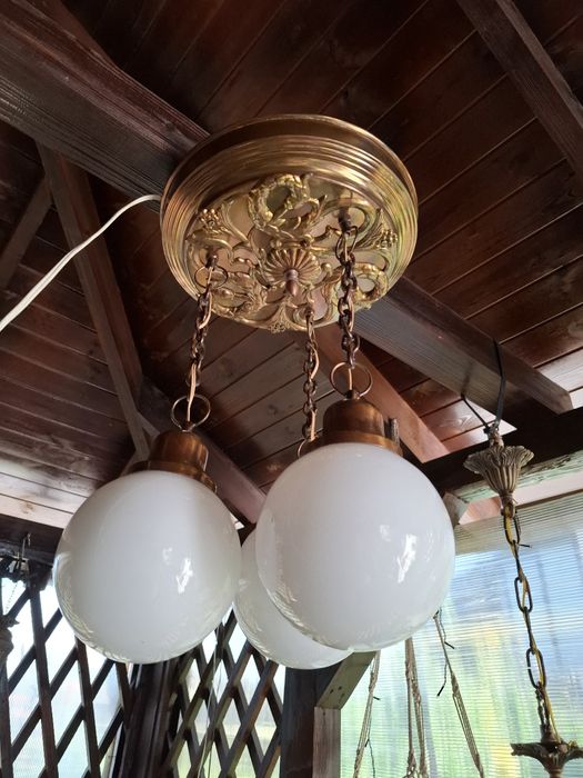 Accesoriu decorațiune lumina vintage colectie opalina metal 1960