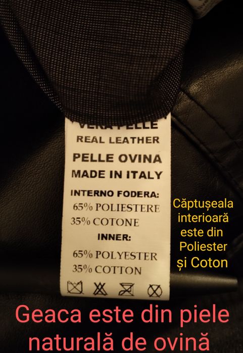 Geacă din piele naturală de ovină