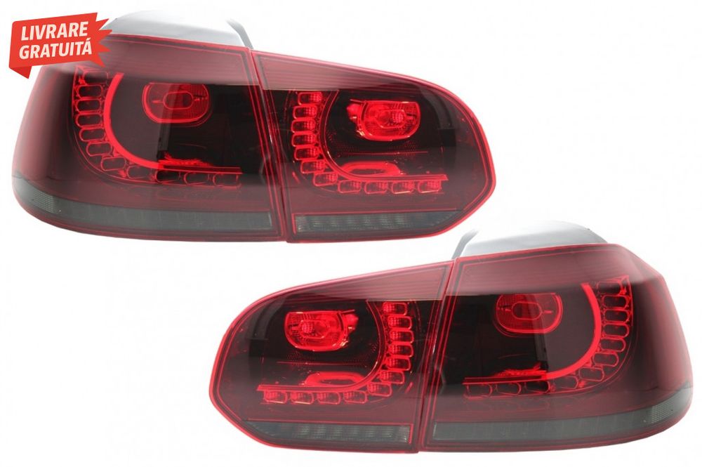 Stopuri Full LED VW Golf 6 VI (2008-2013) R20 Design Rosu Fumuriu cu S