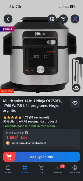 Muticooker Ninja 14 in 1 factura + garantie emag