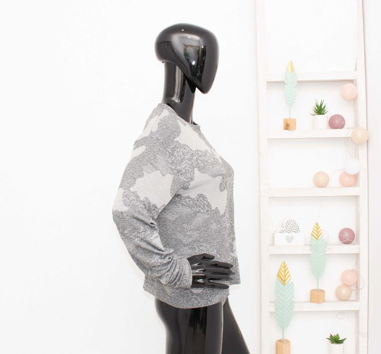 Gymshark дамска блуза дълъг ръкав сив камофлаж oversized за фитнес S