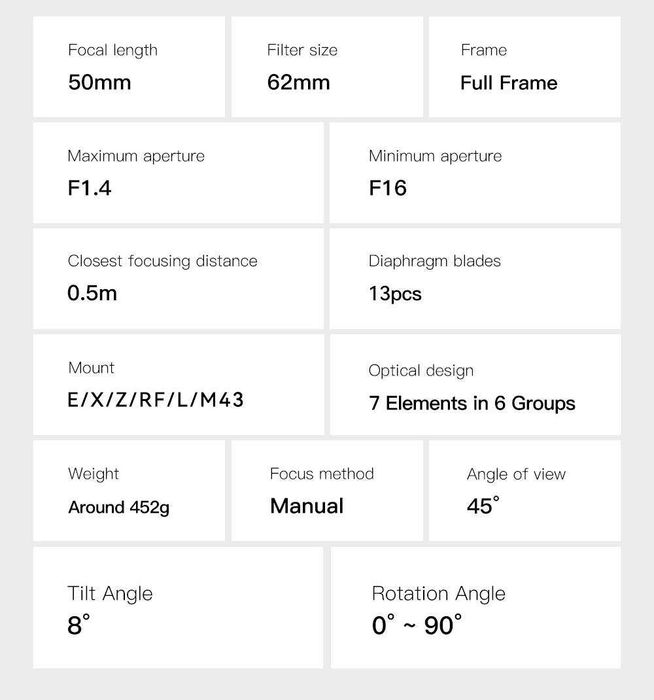 Объектив TTArtisan Tilt 50mm F1.4 для Canon RF