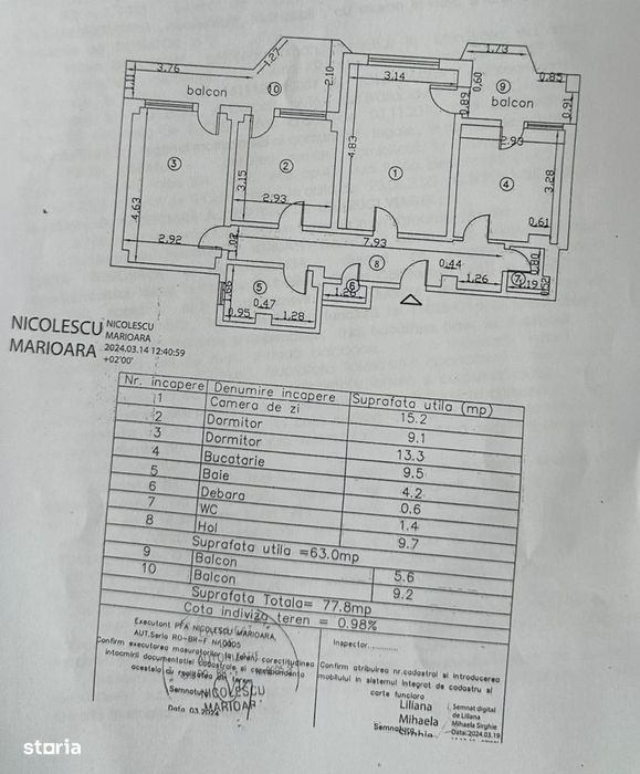 Comision Zero! Calarasilor 3 camere decomandat, suprafata 77.8 mp.