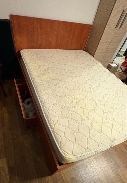 Pat si saltea cu arcuri 140x200
