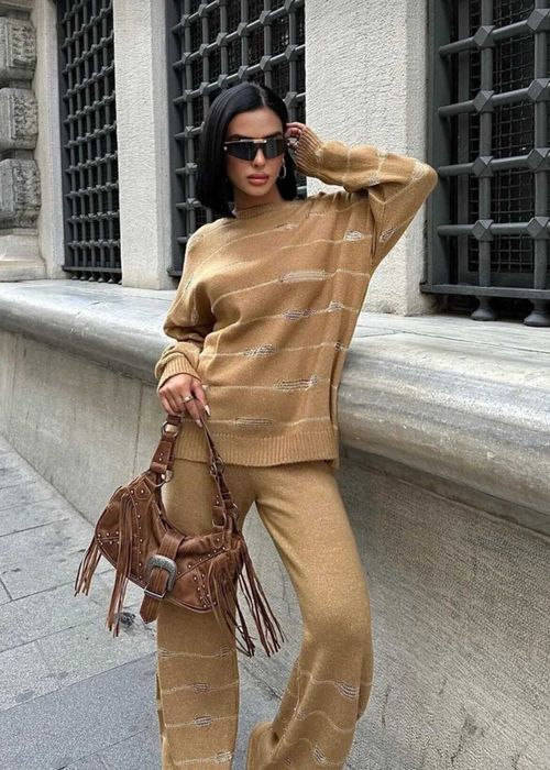 Плетен комплект лешников цвят