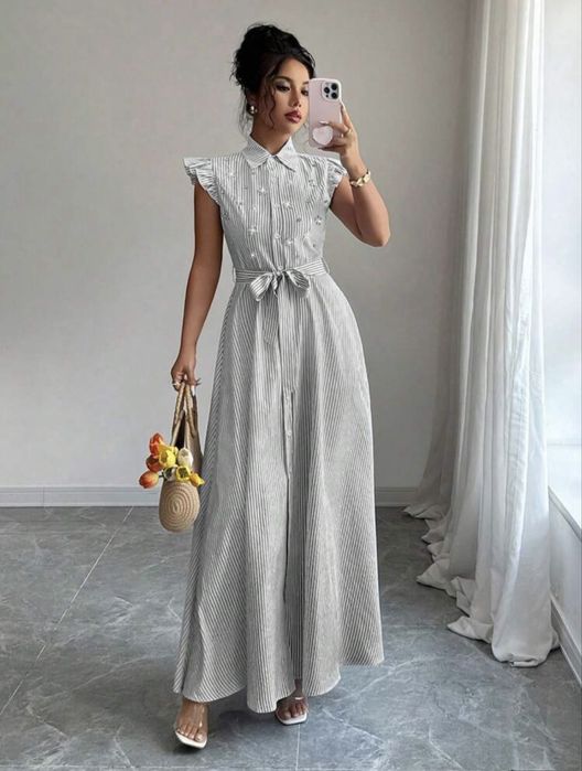 Дълга рокля с камъни и колан