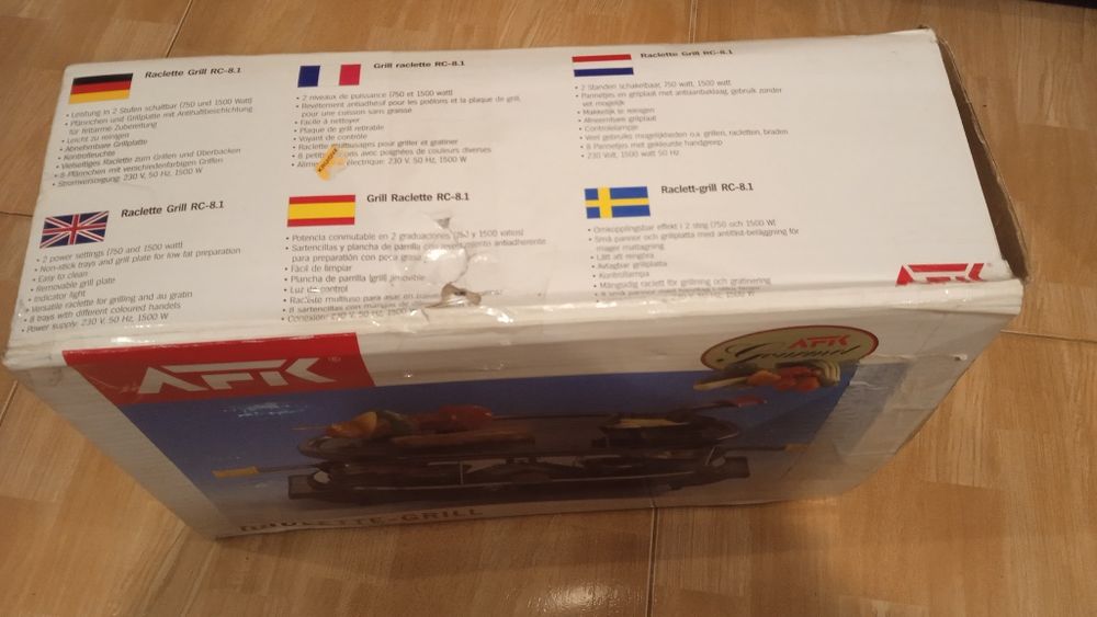 AFK Raclette Grill 8 in 1 cu doua suprafete pentru gratar si gratinat