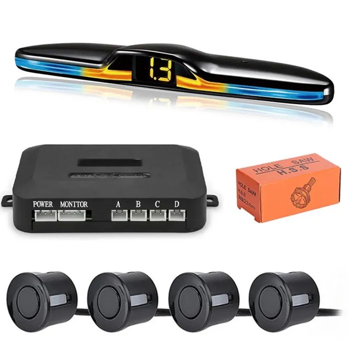 Парктроник с LED мини дисплей, с 4 черни сензора и LED SLIM дисплей
