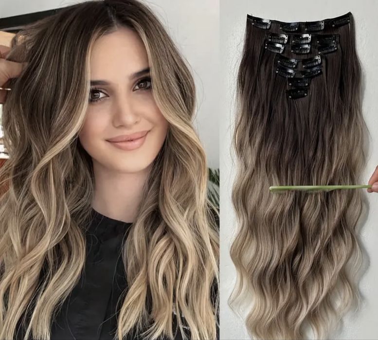 Комплект коса с клипс - екстеншъни 60см термоустойчива - 7 реда