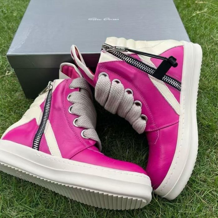 靴 Rick Owens geobasket jumbo lace pink Rick Owens Jumbo Geobasket Sneakers in Pink | Lyst