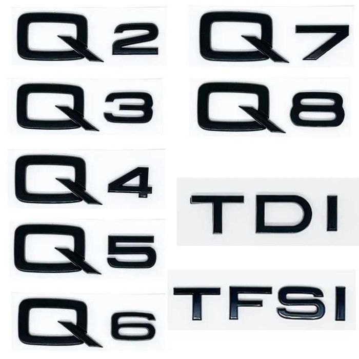 Emblema Sigla Negru Lucios AUDI Portbagaj A3 A4 A5 A6 A7 Q3 Q5 Q7 Q8