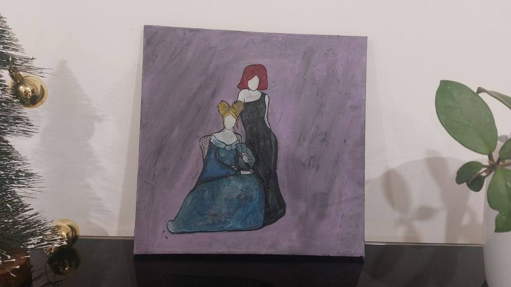 Tablou pictat – două siluete feminine