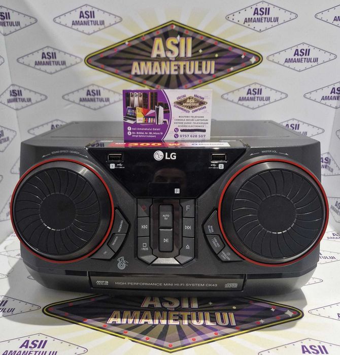 Asii Amanetului - Sistem Audio Mini Hi-Fi LG CK43, LG XBoom 300W, Bluetooth, USB, CD