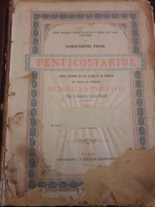 Carte veche de colectie,Penticostariul in limba romana,anul 1889!