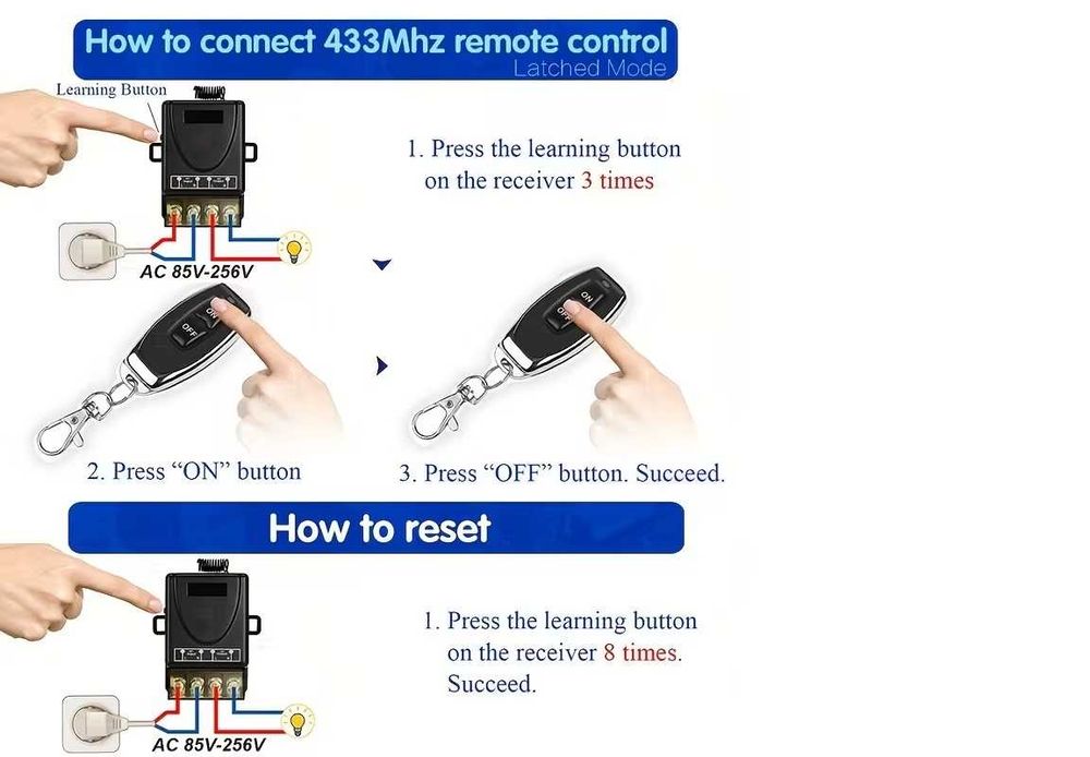 Безжично Дистанционно Управление Радио Управление 433Mhz 85-256V