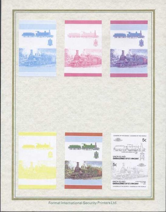 St. Vincent Grenadines 1985 Trains Progressive Proofs Signed to 5C