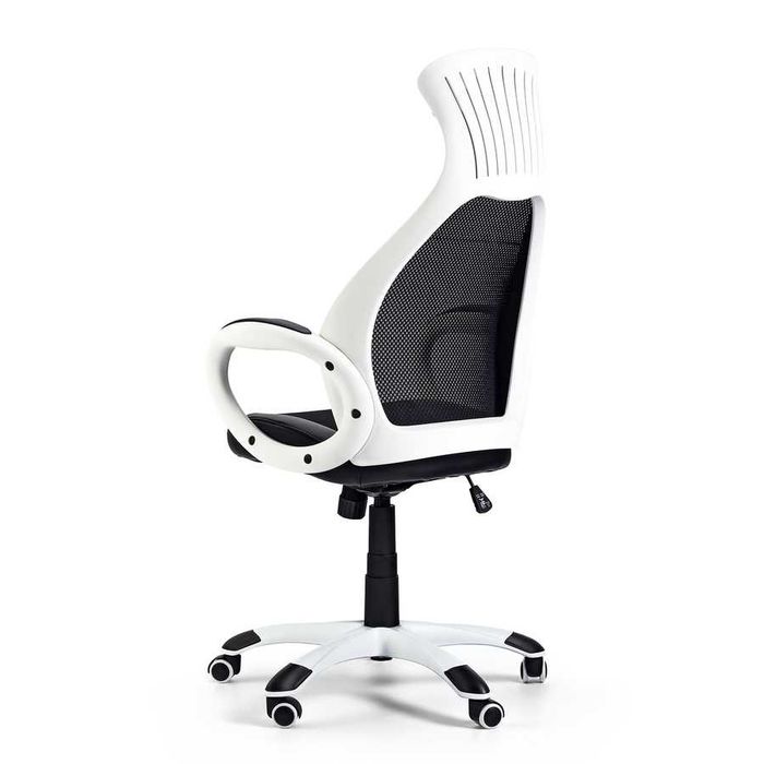 Работен стол Mistik Black, дамаска и меш, черно и бяло, с механизъм