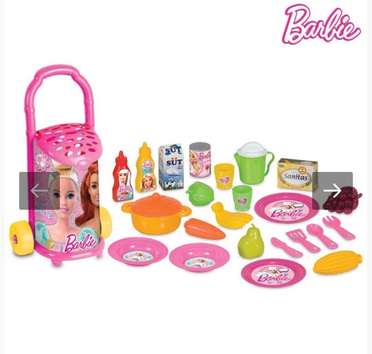 Barbie детска пазарска кола/чанта, с 25 аксесоара, нова, запечатана