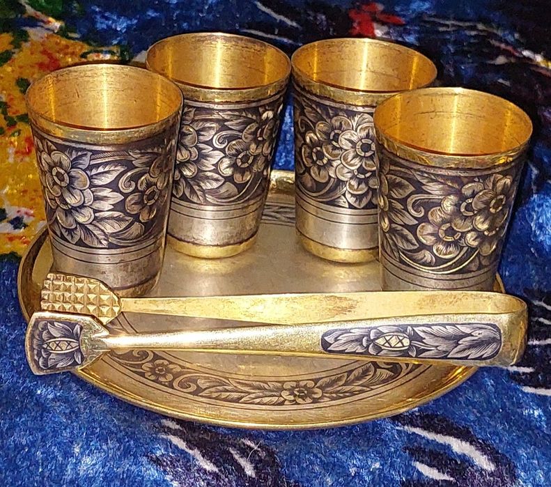 Эксклюзивный Коньячный набор ссср серебро 875 пробы По цене за 1 грамм