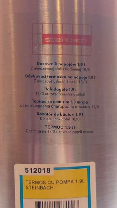 2 Termosuri Noi cu pompa Steinbach 1,9 L pt camping / rulote fast food