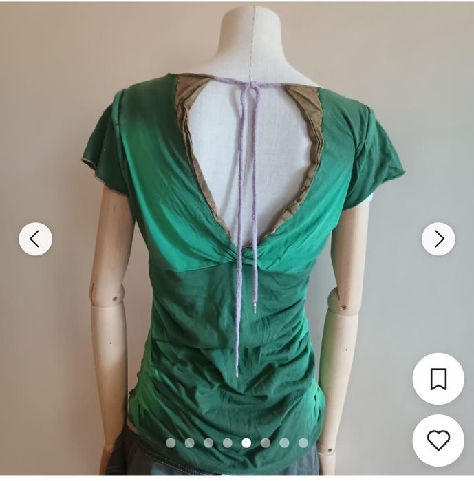 We are just Angels " Y2K, винтидж 2000г. блуза зелено с бродерия, гол гръб,